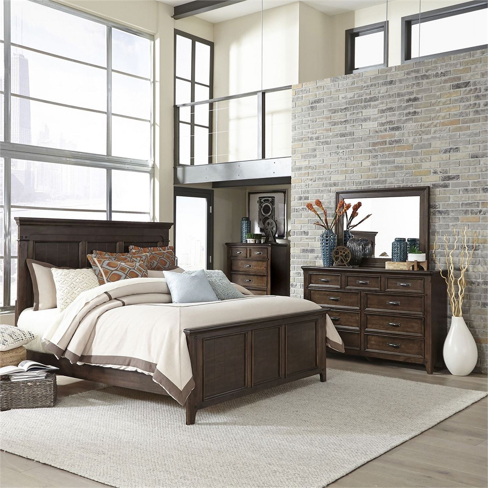 Queen Panel Bedroom Set with 9 Drawer Dresser a7