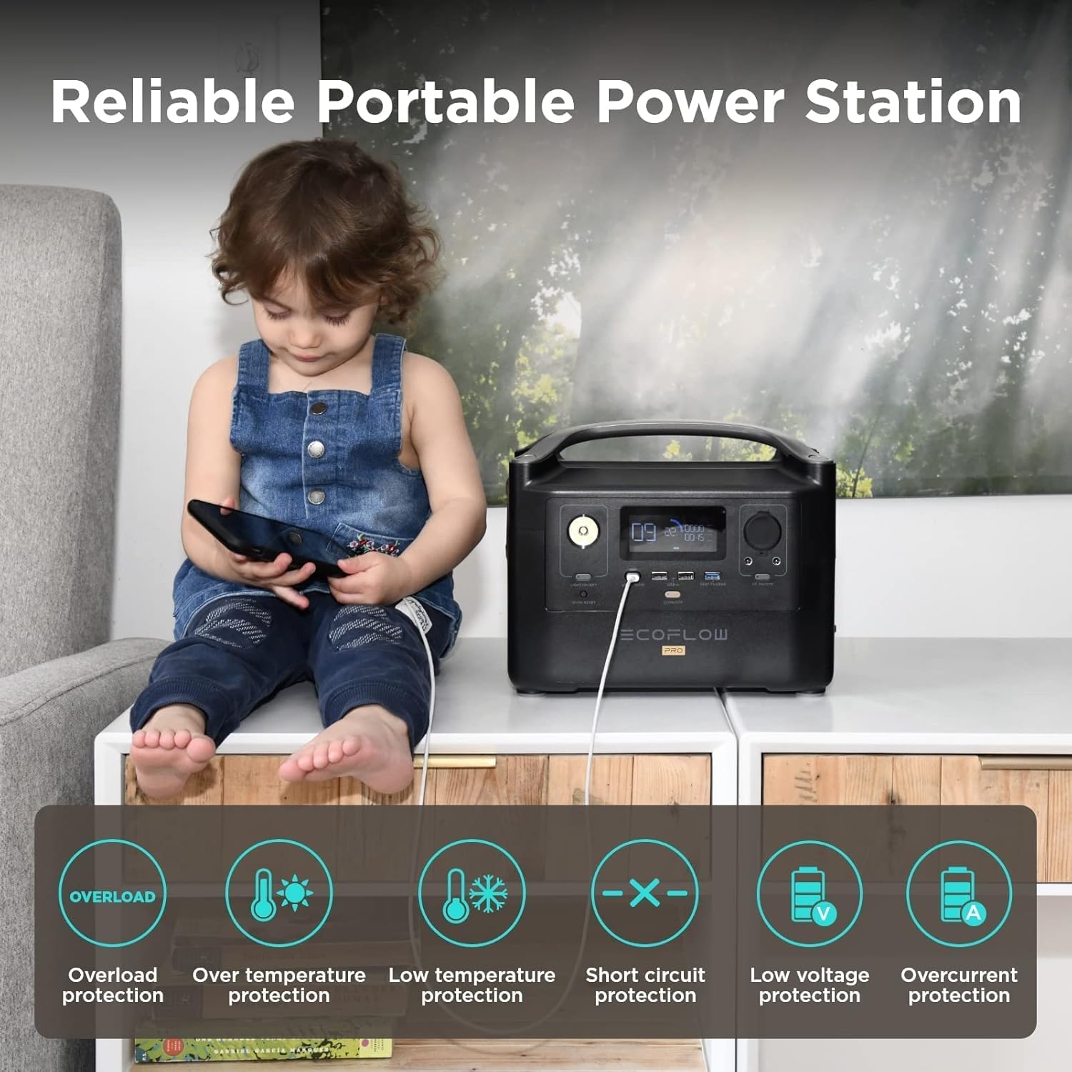 Portable Power Station 720Wh, Camping RV Off-Grid k7