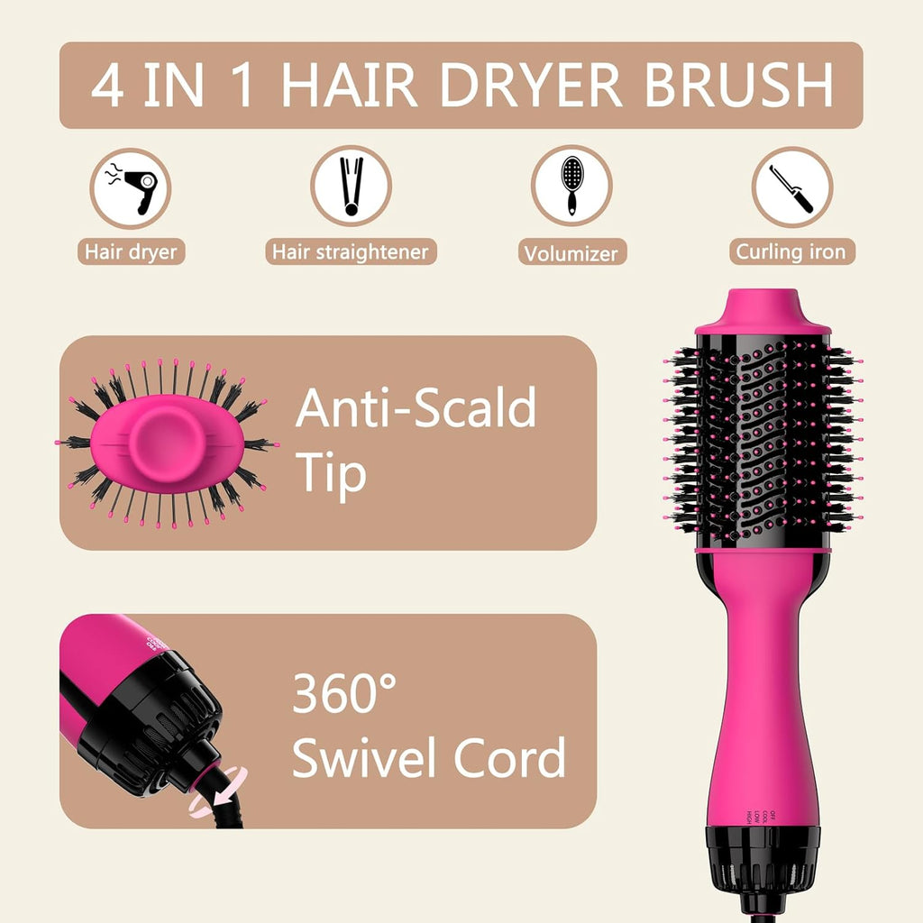 Hair Dryer Brush 4 in 1 Styler with Negative Ion Anti-frizz Ceramic Barrel a7