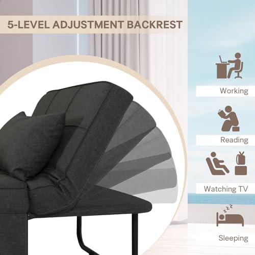 Sleeper Chair Sofa Bed 4-in-1 Convertible Futon with Adjustable Backrest Beige k7