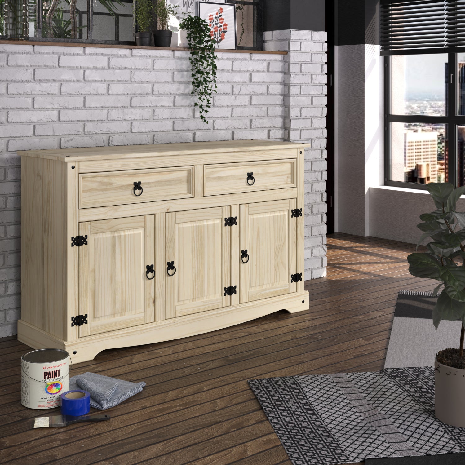 Wood Buffet Sideboard Barewood A7