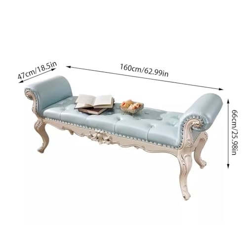 Solid Wood Leather Bed End Bench Ottoman k7