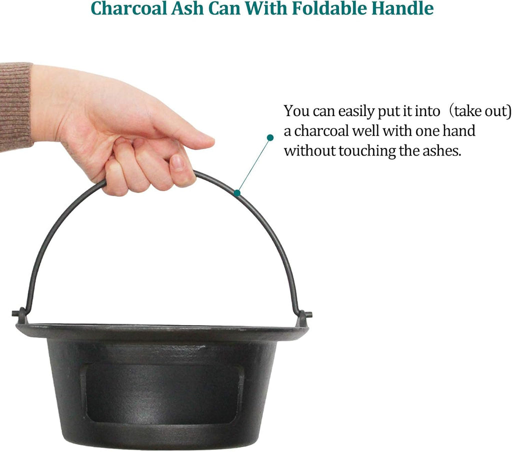 Cast Iron Ash Can with Handle for Kamado Grill a7