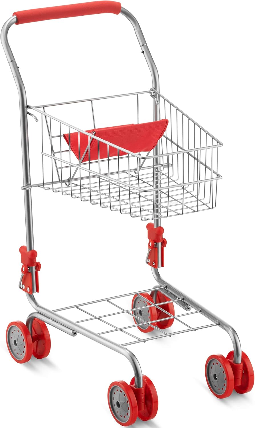 Toy Shopping Cart Foldable with Swivel Wheels for Kids Red k7