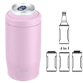 4-in-1 Skinny Can Cooler Double Wall Stainless Steel Insulated Can Holder, Works With 12 Oz Slim Can,Standard Cans,Beer Bottles & As Pint Cups(Black)