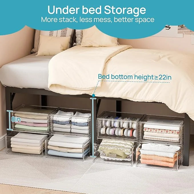 Clear Stackable Storage Drawers 27QT Plastic Organizer a7