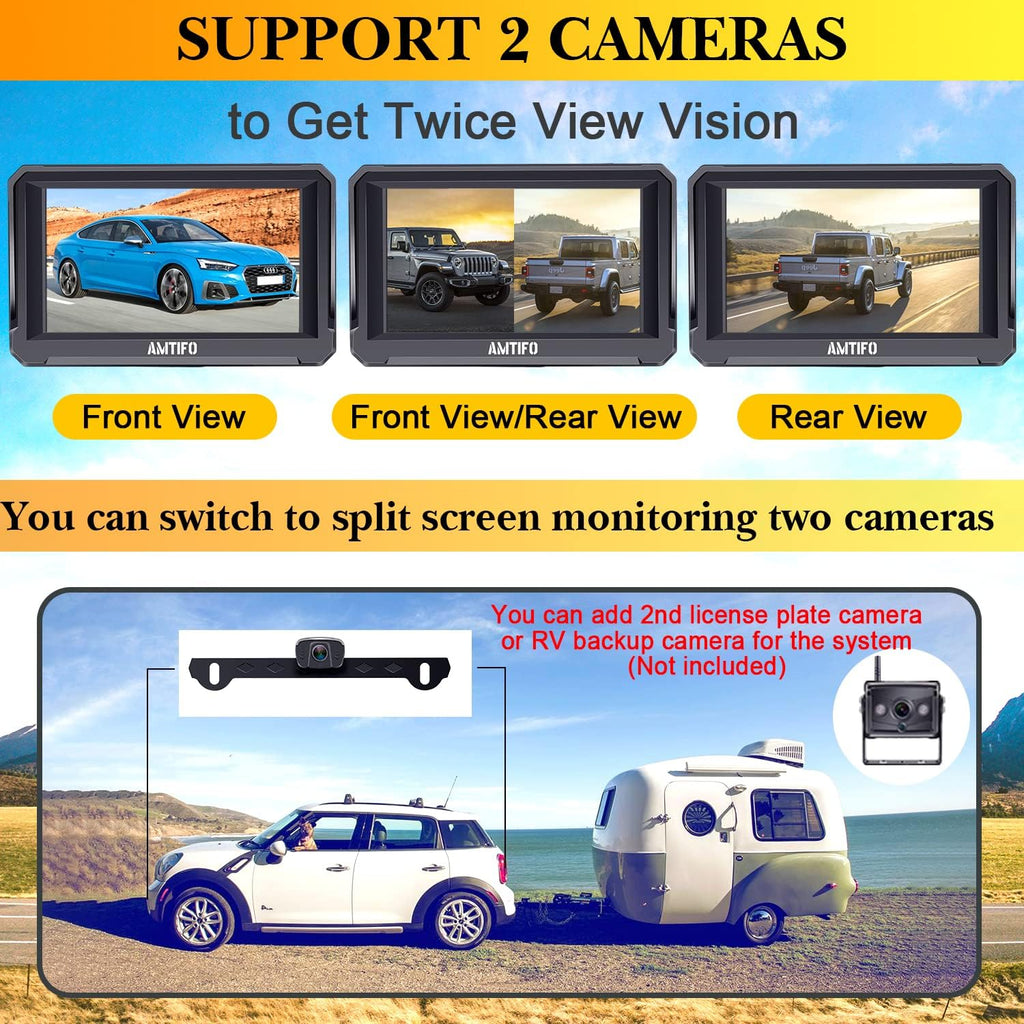 Wireless Backup Camera 5 Inch Monitor HD 1080P Rear View System k7