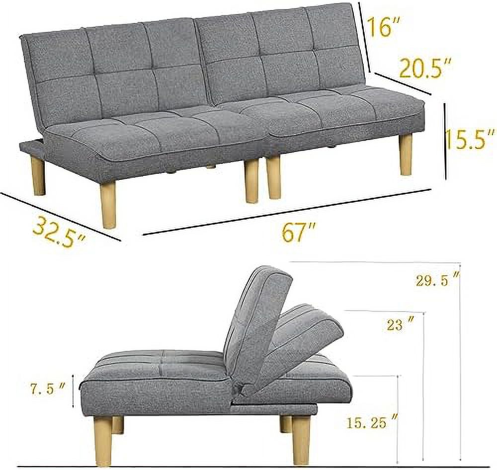 Convertible Futon Sofa Bed Twin USB Loveseat Couch Daybed Grey Fabric k7