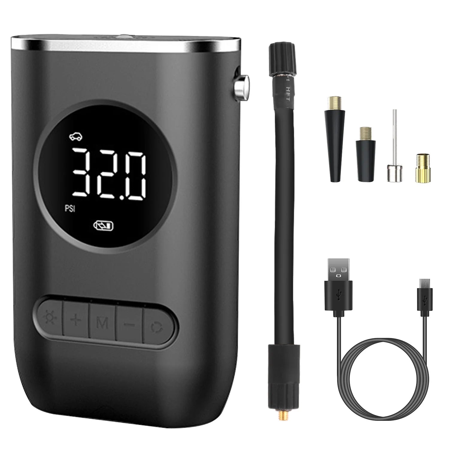 iMounTEK 150 PSI Tire Inflator, Portable Air Compressor Bicycle Pump with Digital Pressure Gauge LED Light Mini Rechargeable Tire Pump Electric Air Pump for Car Bike Motorcycle Balls