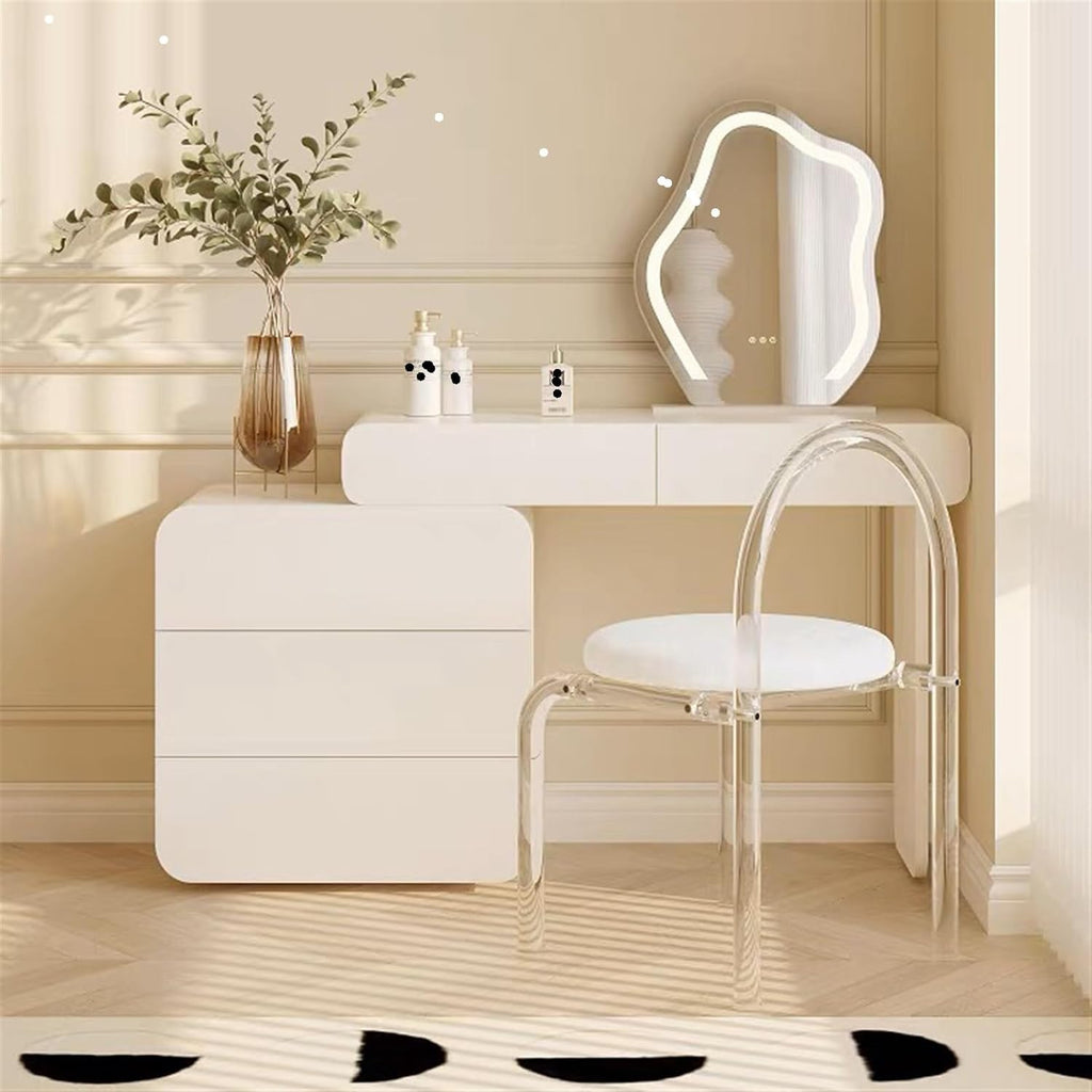 Vanity Desk with 5 Drawers and Mirror White A7