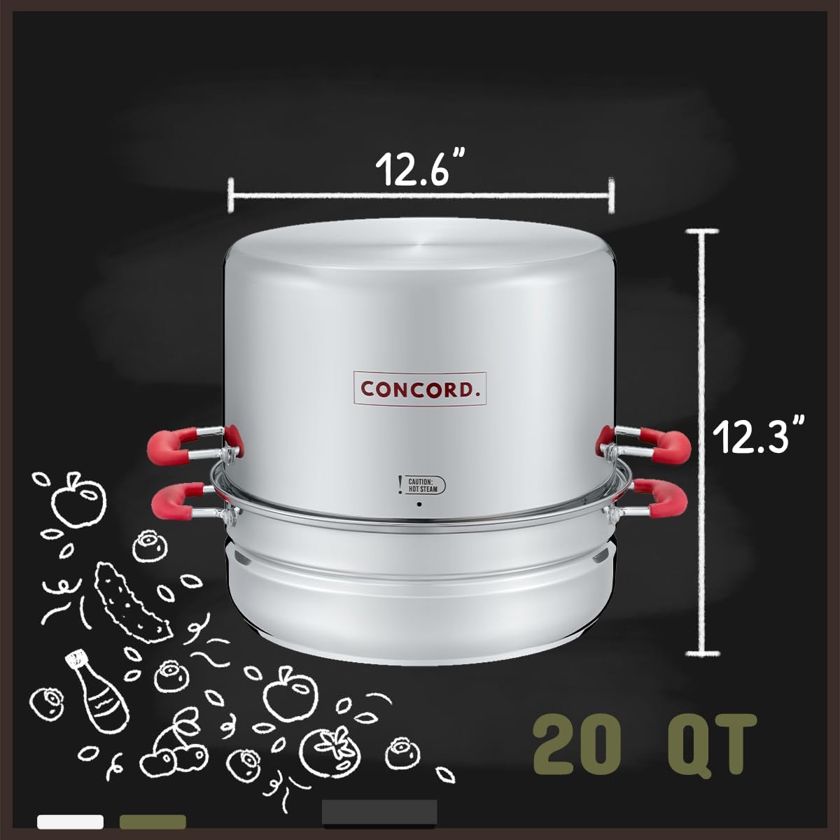 Stainless Steel Steam Canner Pot Set with Rack and Jars k7