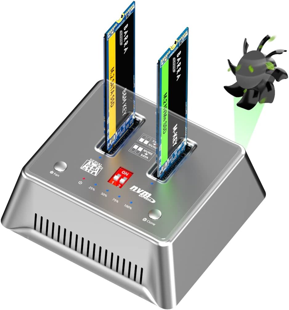 Dual-Bay NVMe/SATA SSD Docking Station with Offline Clone, 10Gbps A7