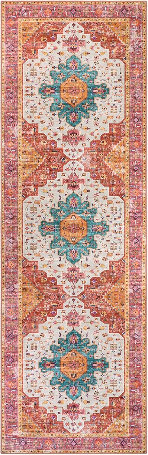 Ultra-Thin Washable Runner Rug 2x7 Pink Non Skid Low Pile a7