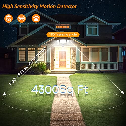 2pack LED Motion Sensor Outdoor Lights 38W 4200LM IP65 Black k7