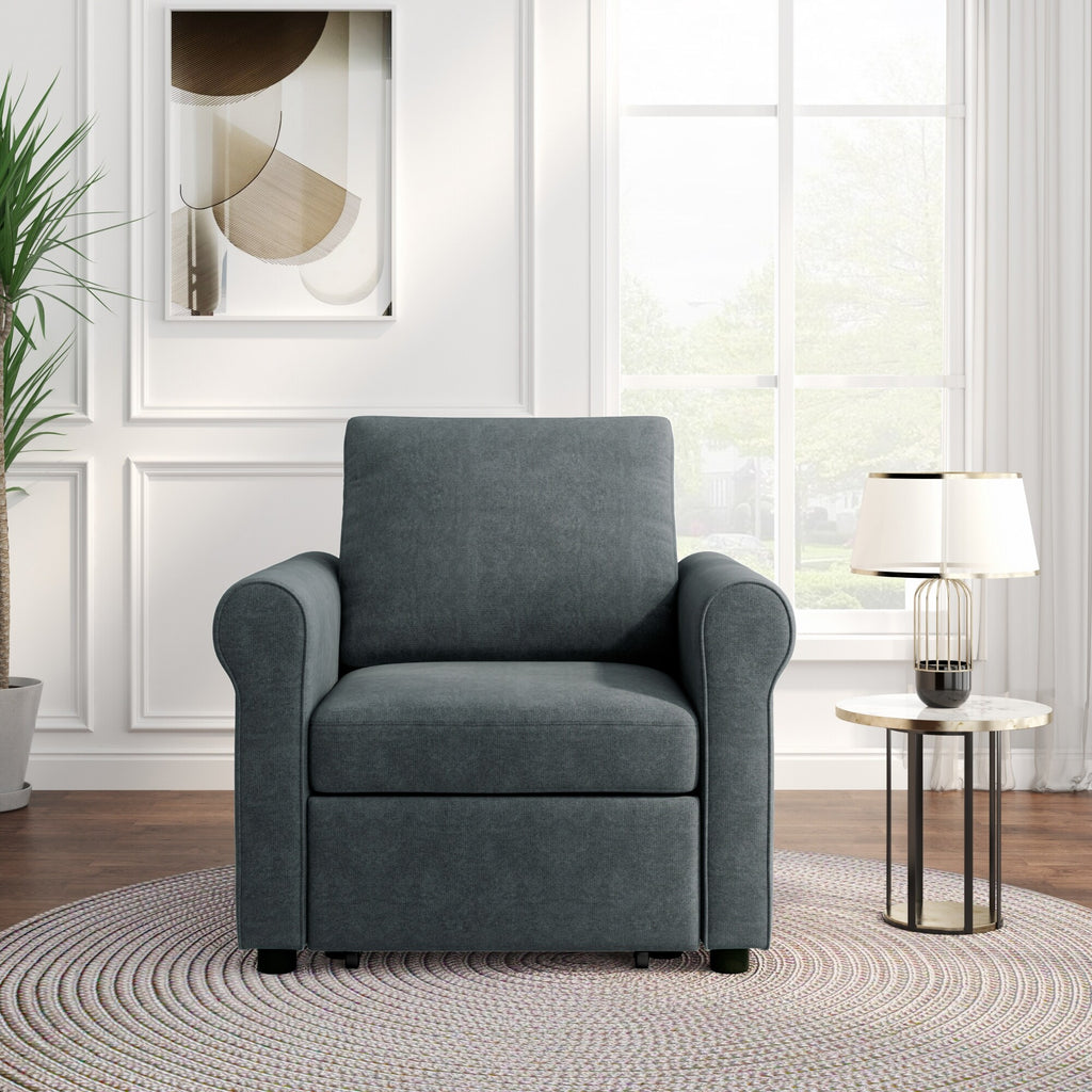 Sofa Bed Chair Convertible Sleeper with Adjustable Backrest Dark Blue k7