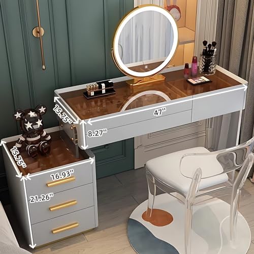 Acrylic Vanity Desk with LED Mirror and Chair 7k