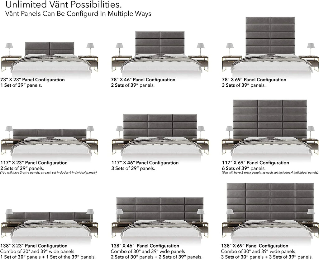 Velvet Ivory Headboard Wall Panels King Set of 4 K7