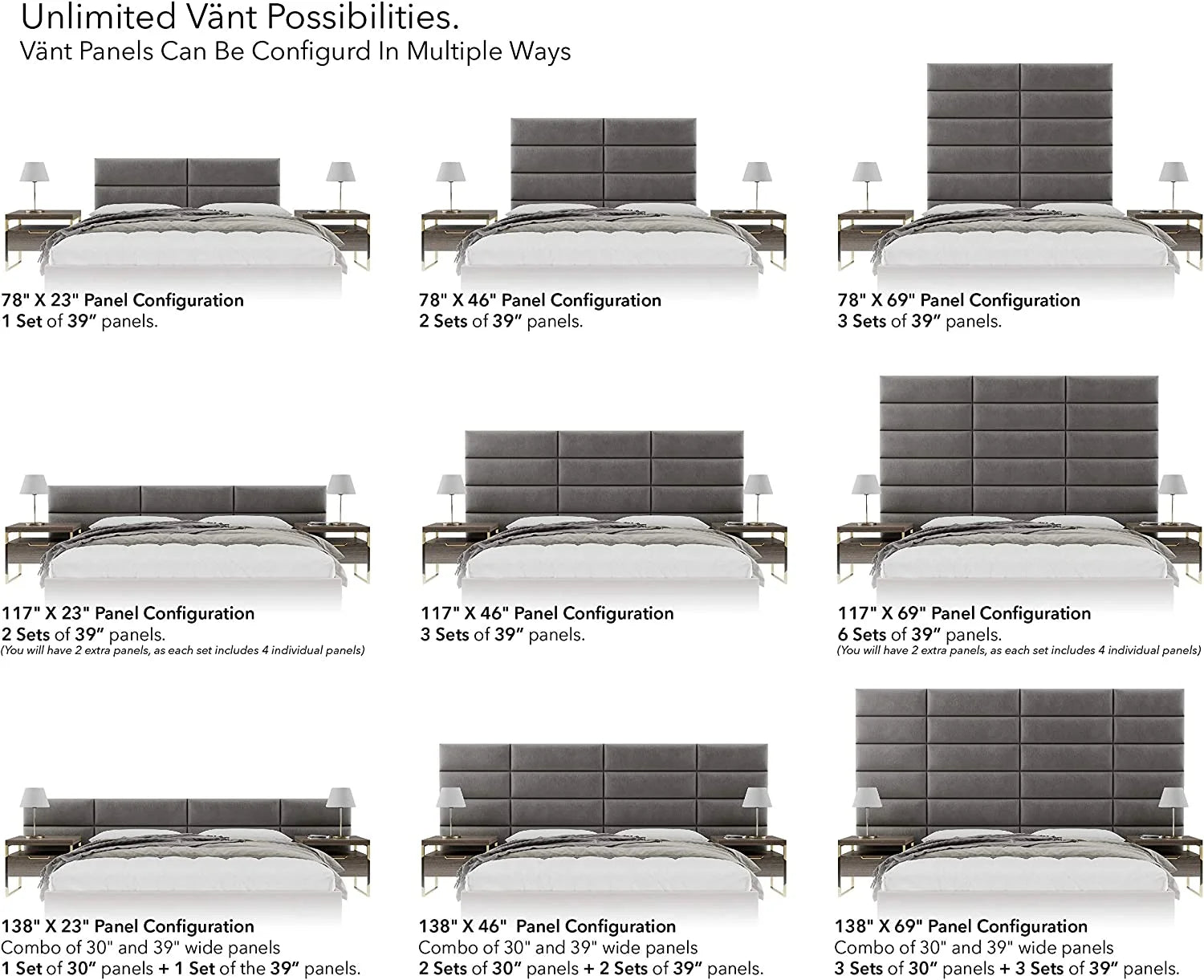 Velvet Ivory Headboard Wall Panels King Set of 4 K7