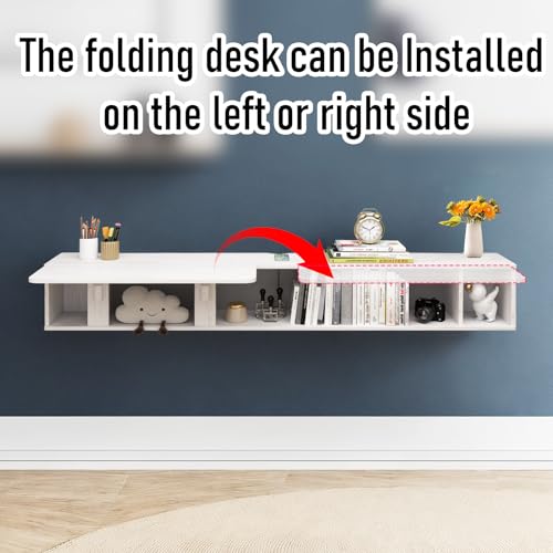 Floating Desk with Storage Shelves, Wall Mounted, Dark Grey k7