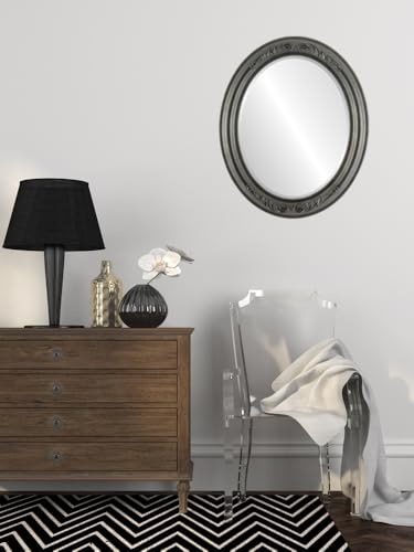 Oval Beveled Wall Mirror 20x24 Linen White a7
