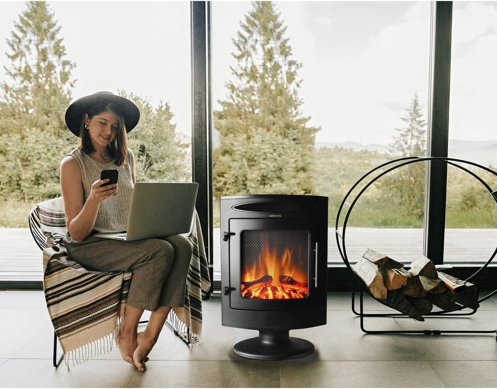 Electric Fireplace Heater with Remote Control, Portable Freestanding 7k