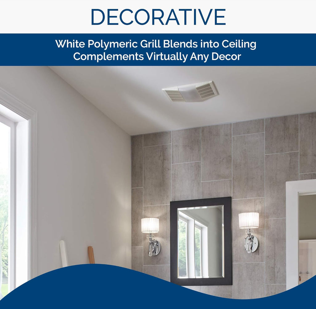 Ceiling Bathroom Exhaust Fan with Light, 70 CFM, White k7