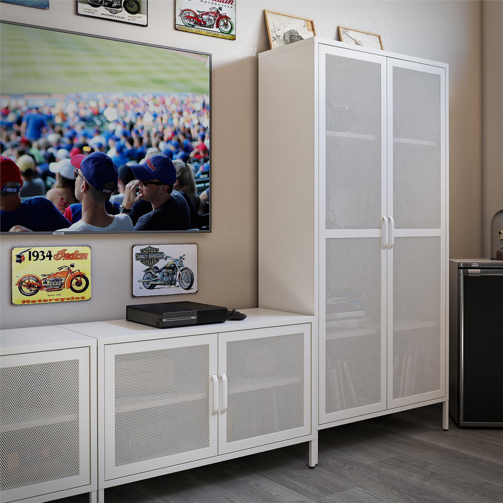 Metal Locker Storage Cabinet with Mesh Doors a7
