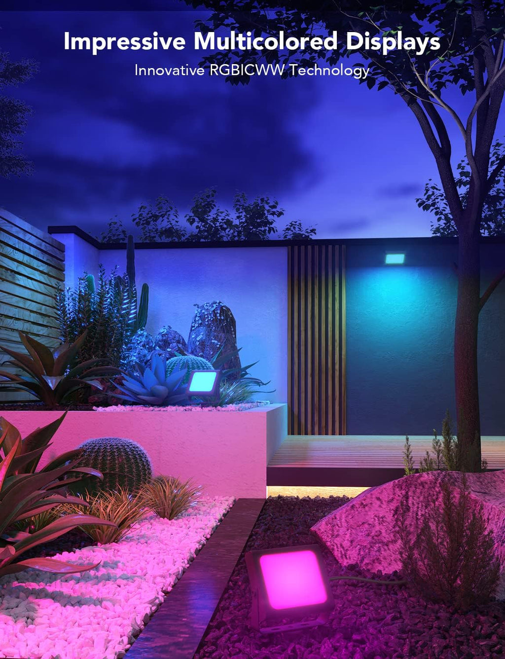 LED Flood Lights, Smart Stage Lights with Scene & Music Modes, RGBIC Wall Washer, IP66 Waterproof, 2 Pack A7k