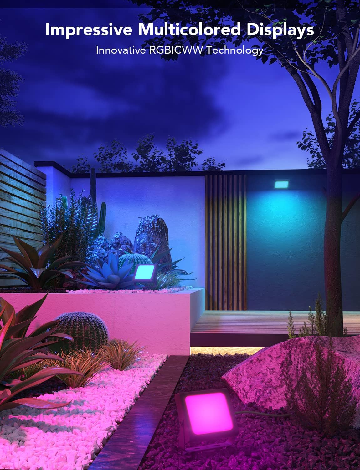 LED Flood Lights, Smart Stage Lights with Scene & Music Modes, RGBIC Wall Washer, IP66 Waterproof, 2 Pack A7k