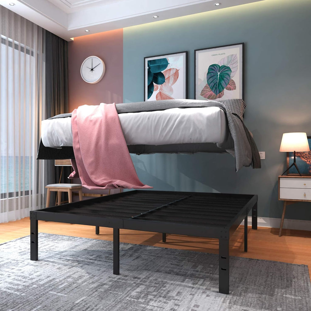 Metal Platform Bed Frame with Steel Slat Support k7m