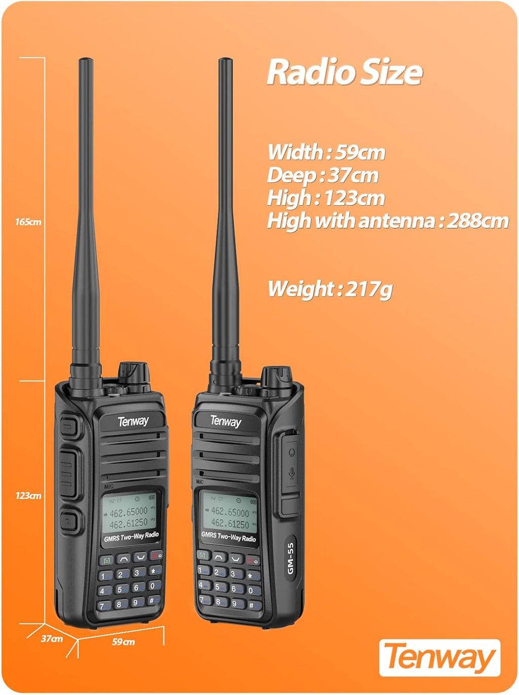 GMRS Radio Handheld 5W Long Range Two Way Repeater Capable a7