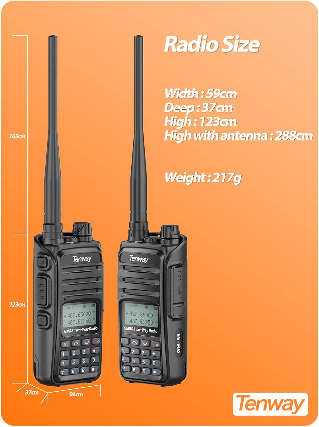 GMRS Radio Handheld 5W Long Range Two Way Repeater Capable a7