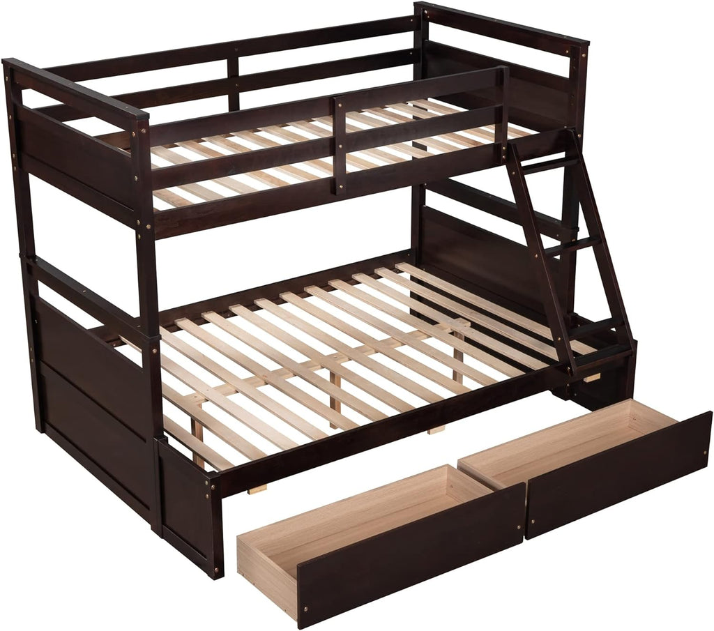 Bunk Bed with Storage and Drawers, Convertible to Two Beds 7k