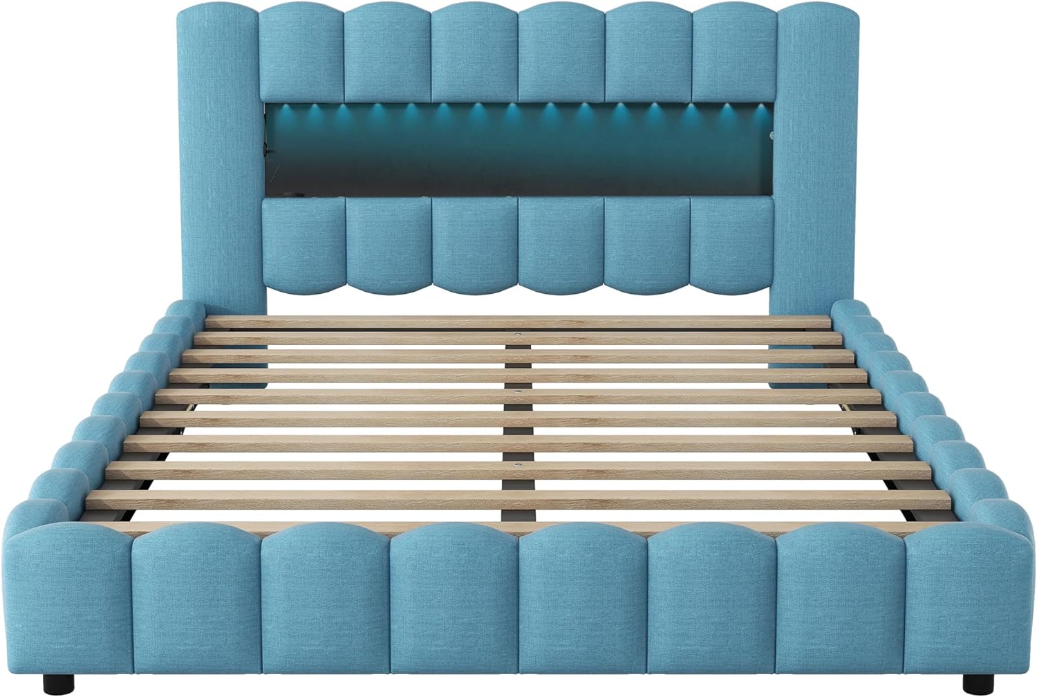 Queen Size Bed with Storage and LED Headboard k7m