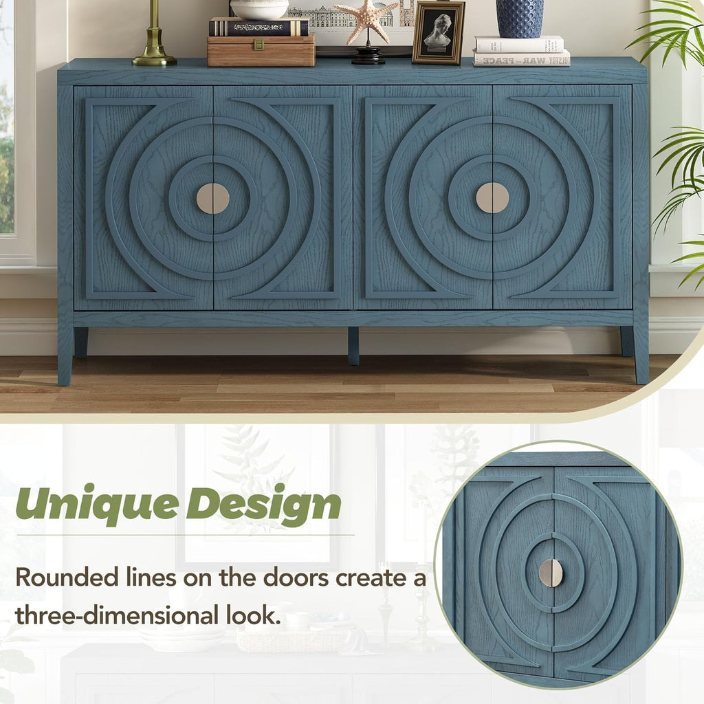Retro Accent Storage Cabinet with Circular Groove Door A7k