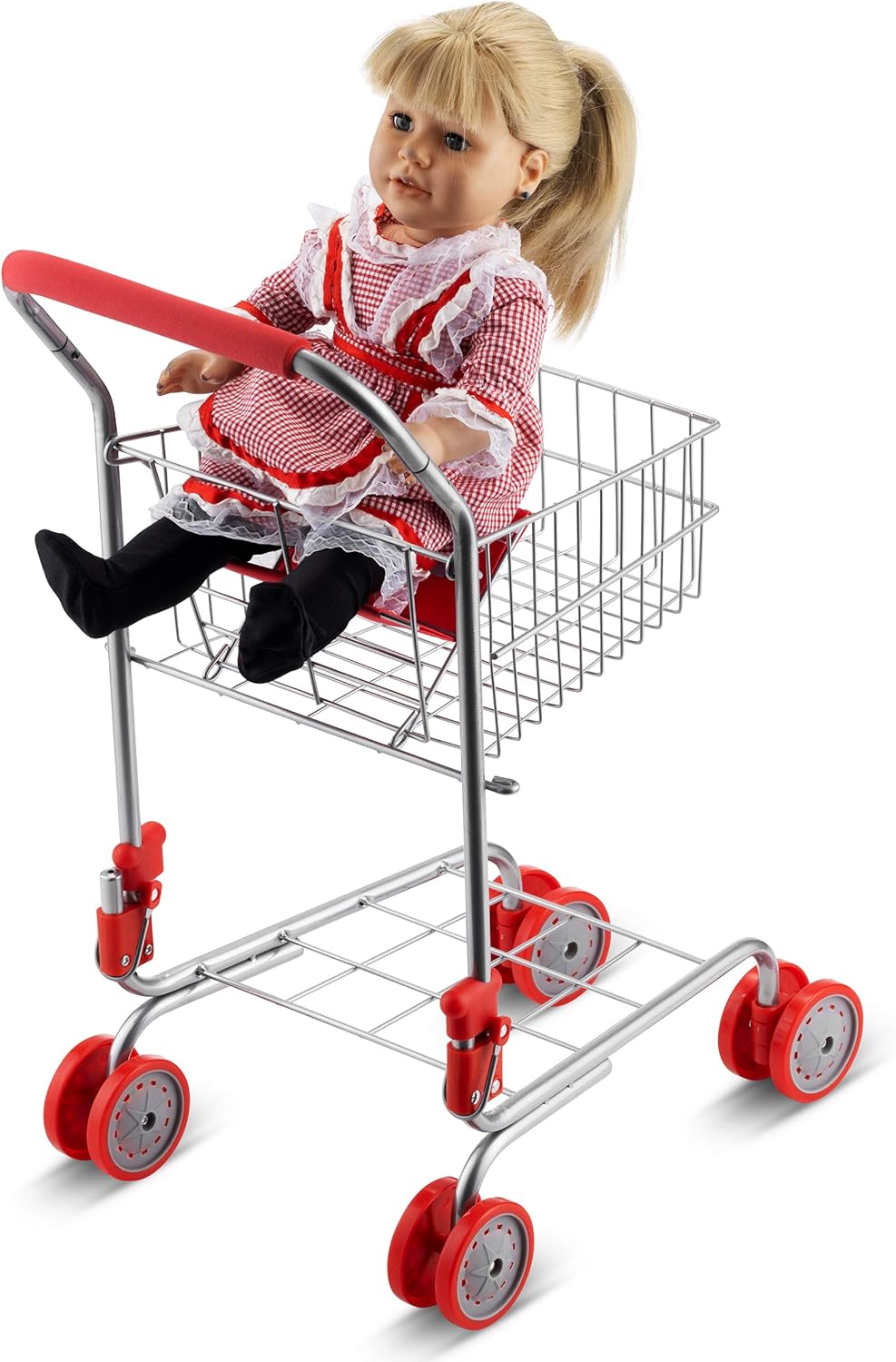 Toy Shopping Cart Foldable with Swivel Wheels for Kids Red k7