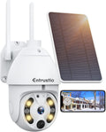Solar Security Camera Wireless Outdoor 360° Pan Tilt PIR Motion Detection, WiFi Solar Powered Camera Home Security Wire-Free 365days Non-Stop, 2-Way Talk, Spotlight Color Night Vision IP66 Waterproof