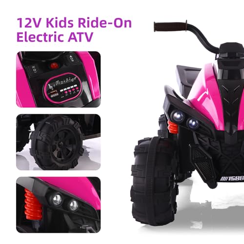 Kids 12V Ride On ATV Car with LED Headlight, Red 7q
