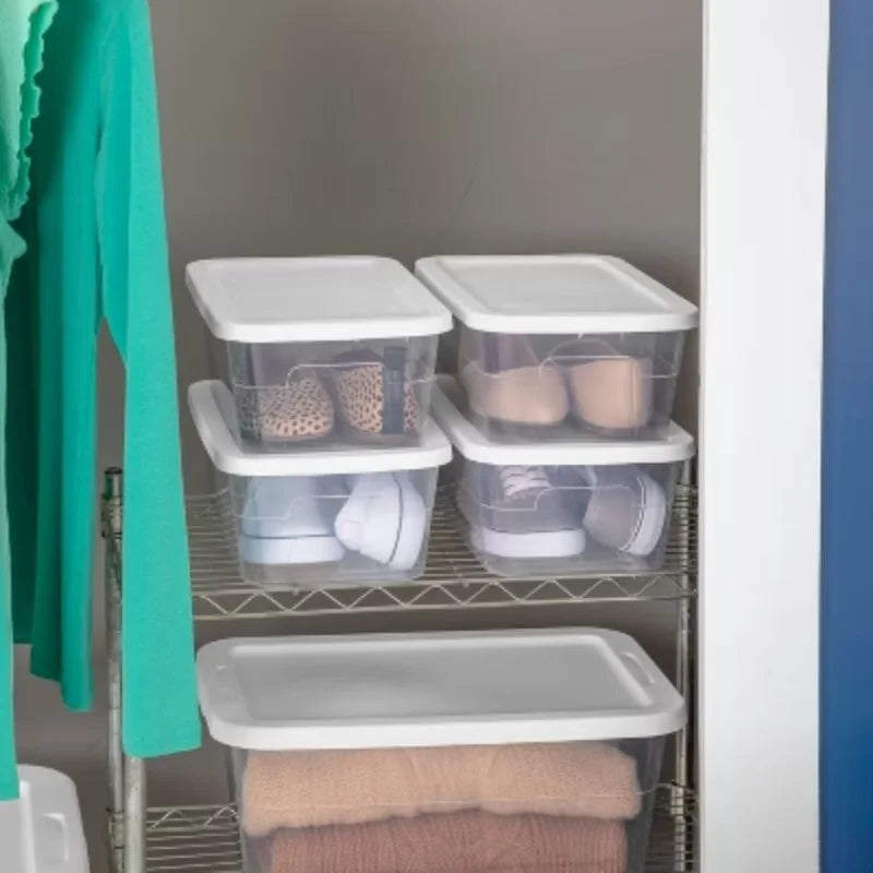 Clear Storage Box with White Lid 7q