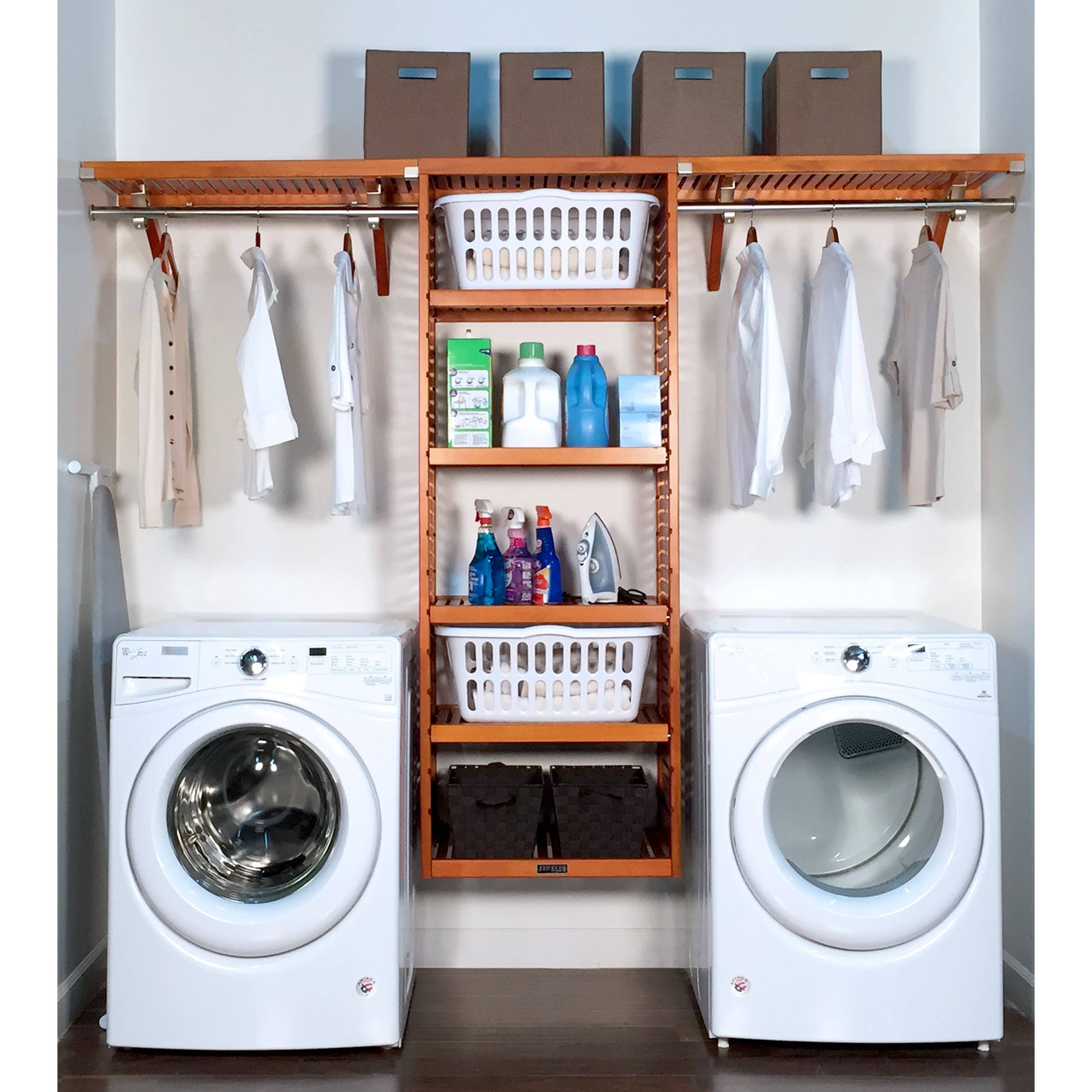 John Louis Home 16in Deep 10ft. Laundry Organizer Caramel, Brown
