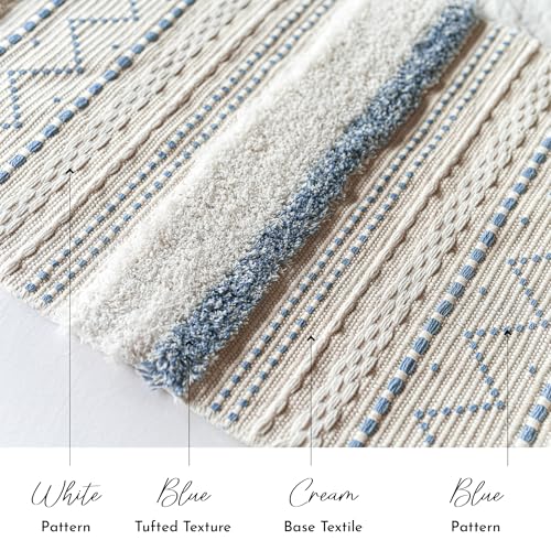 Boho Woven Wall Tapestry Cream Beige Tassel Decor 16x39 in Q7