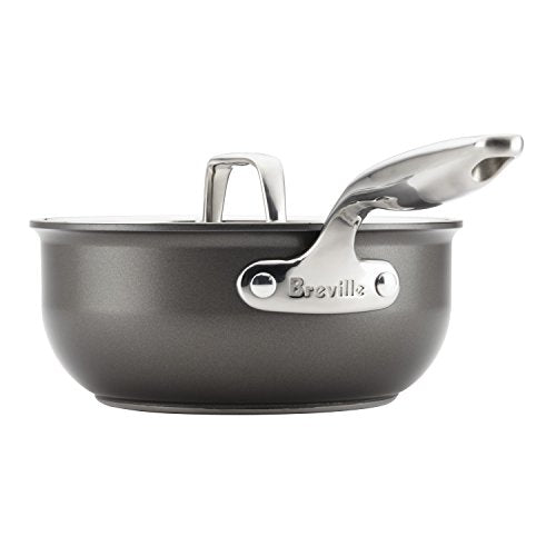 Hard Anodized Nonstick Saucepan with Lid, 4 Quart Gray k7