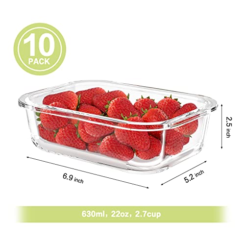 Glass Meal Prep Containers 10 Pack Airtight Bento Boxes K7m