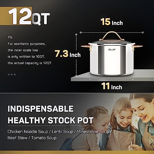 8 Quart Stock Pot with Lid, 3 Ply Stainless Steel k7