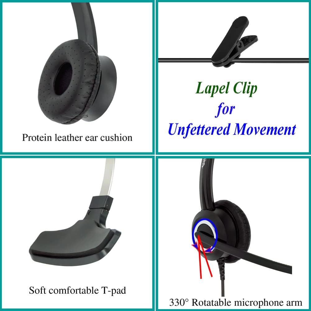 VoIP Headset Noise Cancelling HD Voice 3.5mm Adapter Binaural k7