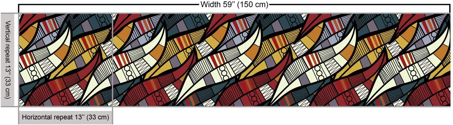 African Fabric by The Yard, Diagonal Abstract Leaves, Ruby Grey a7