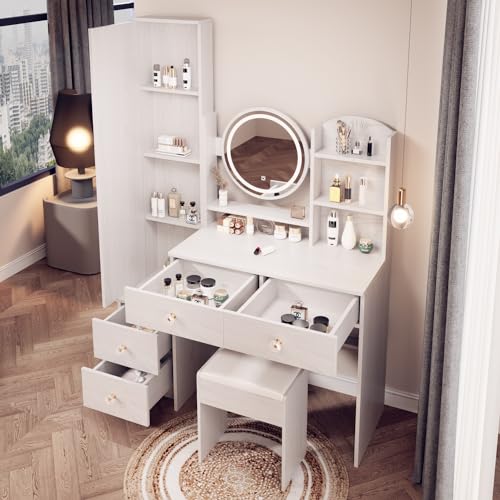 Makeup Vanity Set with Adjustable Lights and Full Body Mirror A7