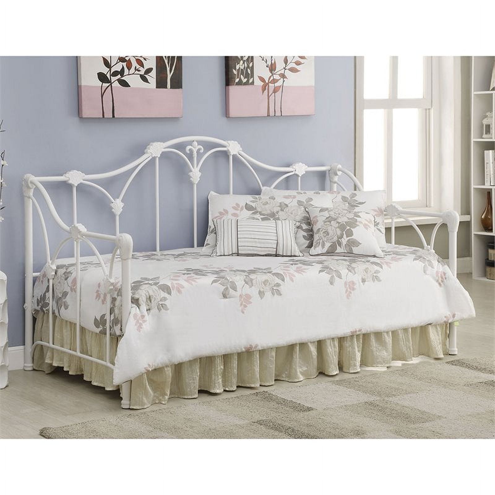 Twin Floral Daybed White Metal Frame a7