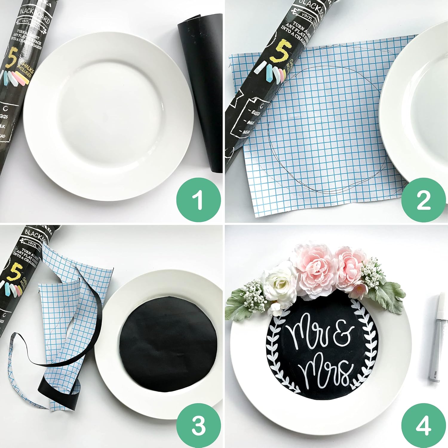 Chalkboard Wallpaper Roll with Markers & Eraser Cloth 7k