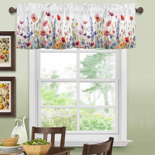 Floral Window Valance Rod Pocket 42x12 Inch a7